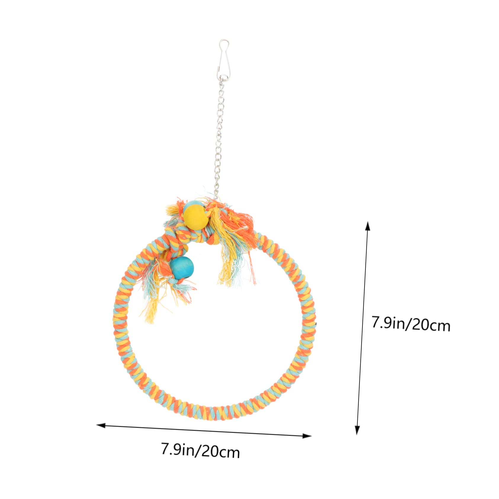 VICASKY 2PCS Parrot Cotton Rope Swings Colorful Hanging Rings for Birds and Playthings for Climbing and Chewing Exercise and Fun Random Bead Number Included