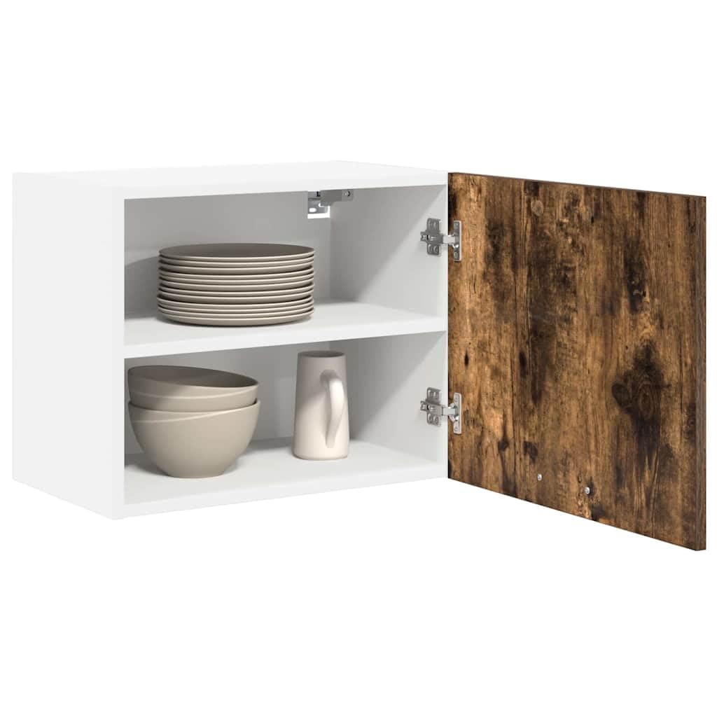 Armadietto sospeso 2 pezzi rovere affumicato bianco 50 x 31 x 40 cm in legno con porta per cucina interna versatile e durevole