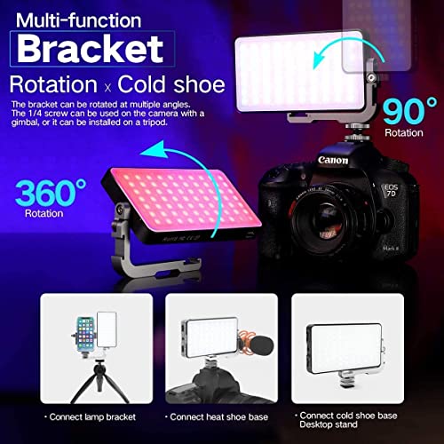 G2-Pocket-RGB-Camera-Light32Wh-Built-in-4300mAh-Rechargeable-Battery-360Full-Color-Gamut-9-Light-Effects2600-10000K-LED-Video-Light-Panel-with-Aluminum-Alloy-Body-Adjustable-Tripod-Stand