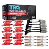 TRQ Ignition Coil and Spark Plug Kit 17 Piece Iridium Spark Plugs Compatible with 2015-2021 Chevrolet Silverado 1500 Tahoe GMC Sierra 1500 2017-2021 Cadillac Escalade