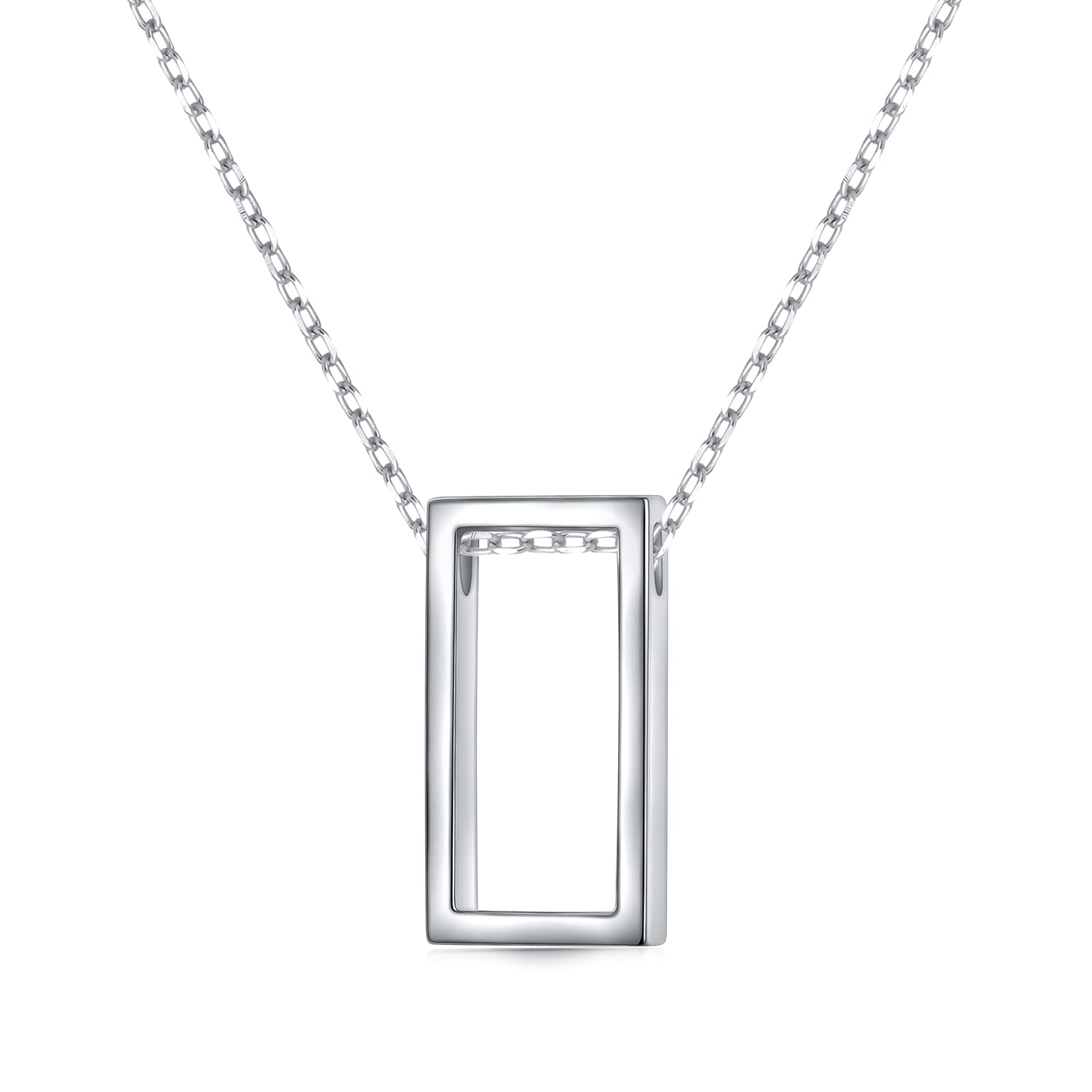 DAOCHONG 925 Sterling Silver Geometric Shapes Necklace Triangle/Rectangle/Rhombus/Circle Pendant Necklace for Women Jewelry Gifts