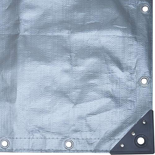 TEKSUPPLY PolyMax 6 oz. Heavy Duty Black/Silver Tarp - 6'W x 8'W