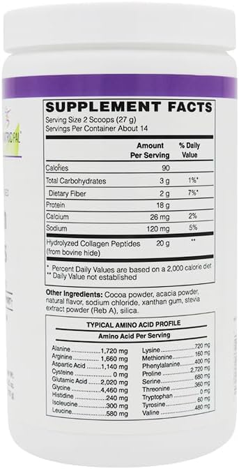 Miniatura 3 de BariatricPal Polvo de péptidos de colágeno (hidrolizado tipo 1 y 3, alimentado con pasto) Chocolate para piel, cabello, uñas y articulaciones
