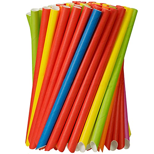 100 bunte FSC® zertifizierte XXL Strohhalme aus FSC-Papier - 4-lagig - für Bubble Tea mit schräger Öffnung 12 mm Durchmesser 215mm lang Cover