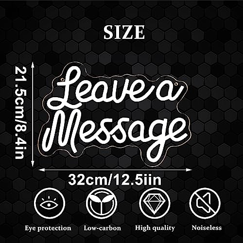 Image of Leave A Message Neon Sign, Guestbook Neon Light LED Reception Desk Welcome Sign USB Powered Dimmable, for Wedding Hotel Spa Salon Storefront Business Wedding Backdrop Decor(12.5 * 8.4 In)