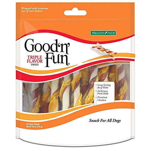 GoodnFun-Triple-Flavored-Rawhide-Twists-For-Dogs-35-Count GoodnFun Triple Flavored Rawhide Twists For Dogs 35 Count