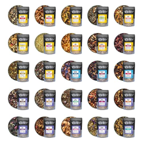 Image of Tiesta Tea - Caffeine Free Tiesta Tasting Sampler Dry Flight Set, Loose Leaf, No Caffeine, Makes Hot & Iced, Assorted Tea Sets with Herbal, and Fruit Blends, 25 Resealable Sample Pouches