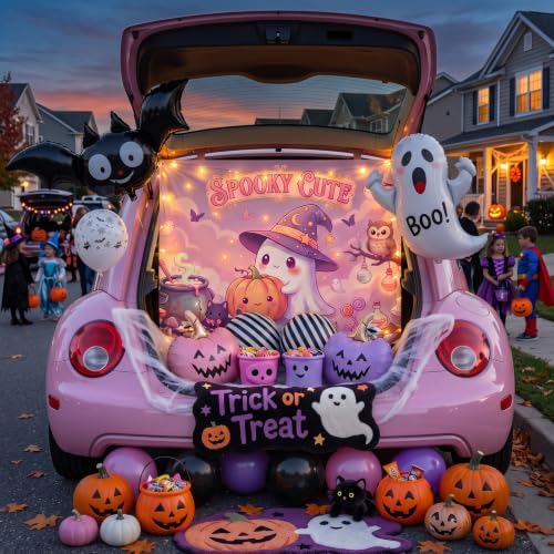 Ghost Trunk or Treat Car Decorations Kit Halloween Pumpkin Backdrop Decor — 사진 6