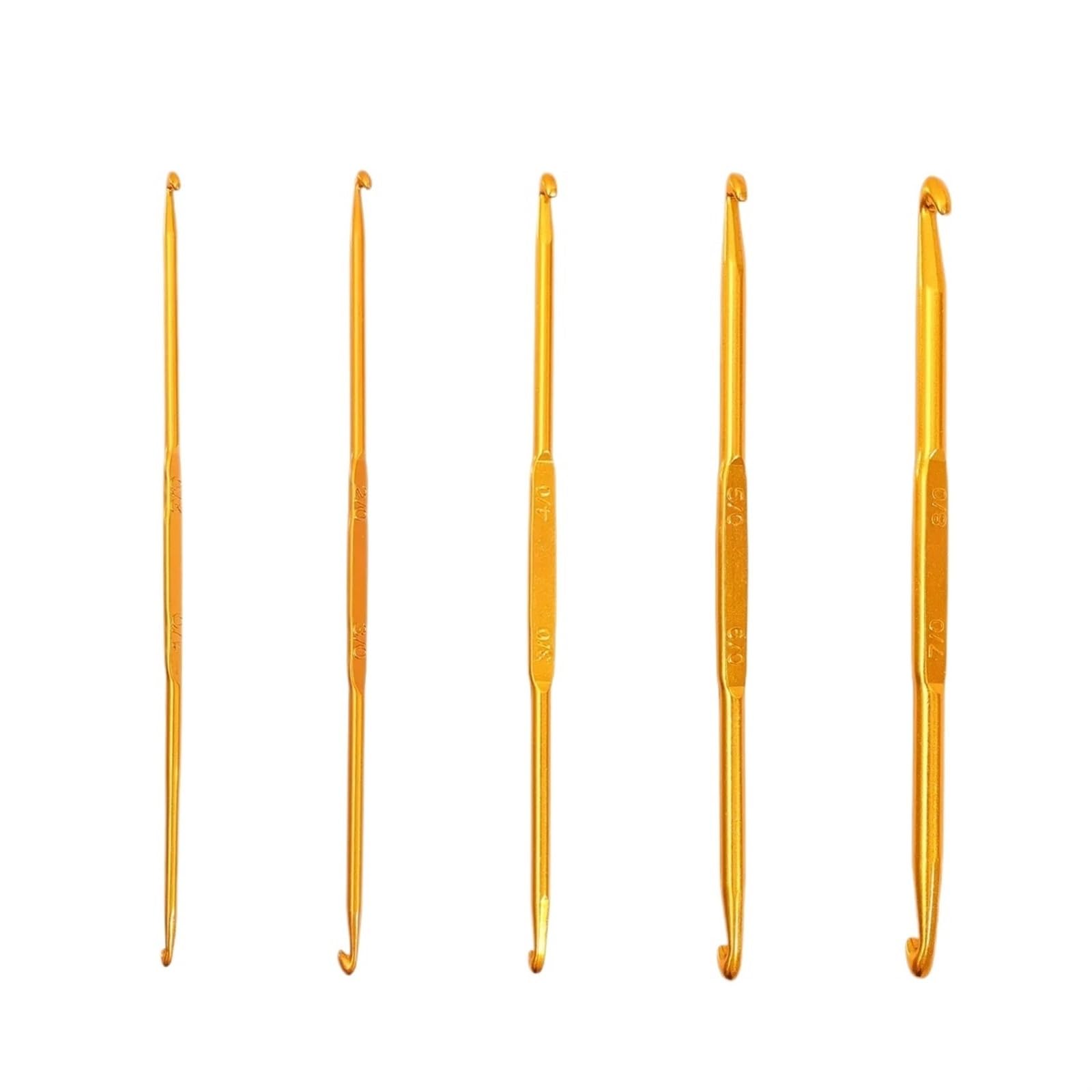 L6NqIAG Crochet Kit Aluminum Alloy Sewing Crochet Hook DIY Yarn Clothing Kniting Needles Tools Crochets Hooks Handmade Weaving Craft(5PCS Set)