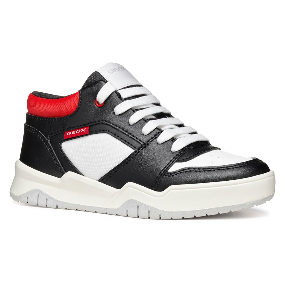 Geox J Perth BOY A, Boys’ Sneaker, Black/Red,