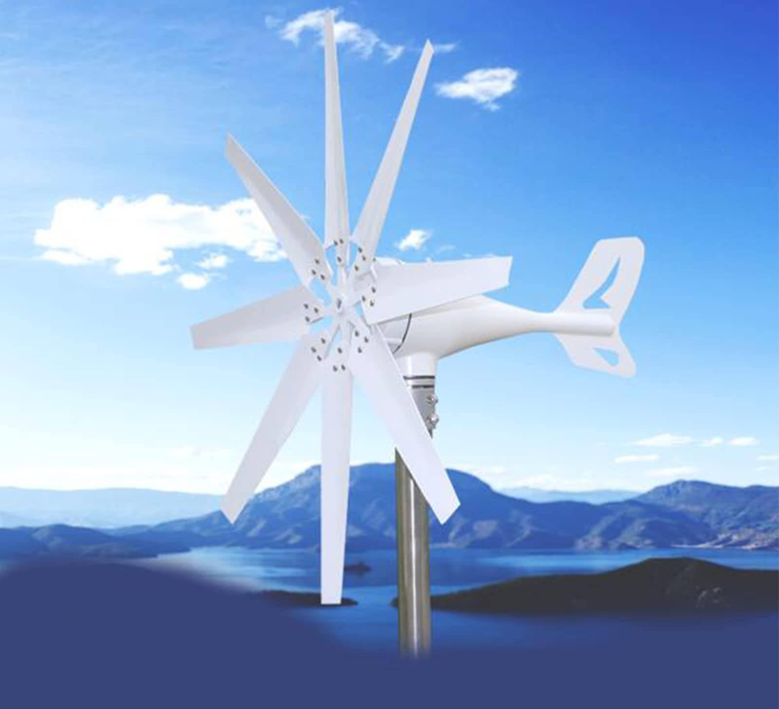 Turbinas eólicas 5000W Generador de Viento doméstico Horizontal Molino de Viento Turbinas de energía Carga para el hogar + Kit de generador de Viento