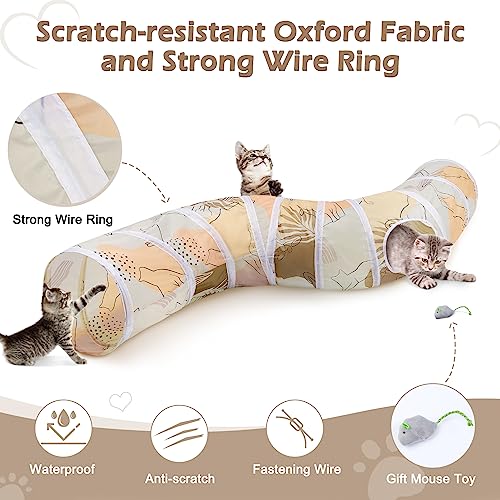 Image of Glittme Cat Tunnel, Cat Tunnels for Indoor Cats, S-Shape Cats Cave with Cat Toys, Foldable Cat Tubes and Tunnels for Cats, Rabbit, Puppy, Guinea Pig