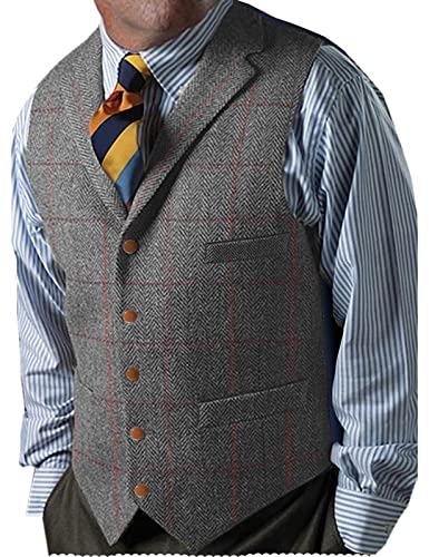 Solovedress Gilet da Abito da Uomo Elegante Tweed