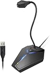 CMTECK USB Computer Microphone, Plug & Play Omnidirectional Desktop Mic for PC & Laptop, 360 Degree Adjustable Gooseneck, Mute Button with LED Indicator, Noise-Cancelling, Compatible with Windows/Mac