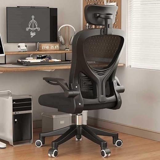 IZTOSS Silla de oficina ergonómica con reposacabezas regulables - Sillón de oficina con reposabrazos de silla ajustable y soporte lumbar | Ergonómico | Transpirable | Confort (Negro-CdB01plus)