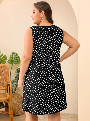 Image of AusLook Plus Size Womens Summer Dresses 2025 V Neck Sleeveless Sundresses with Pockets Beach Vacation Clothes