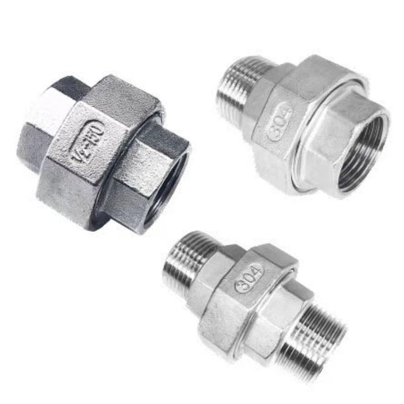 1PCS 304 Stainless Steel Union Joint Coupling 1/4" 3/8" 1/2" 3/4" 1" 1-1/4" 1-1/2" 2" Female Male Thread Cast Pipe Fitting (F-M,2")
