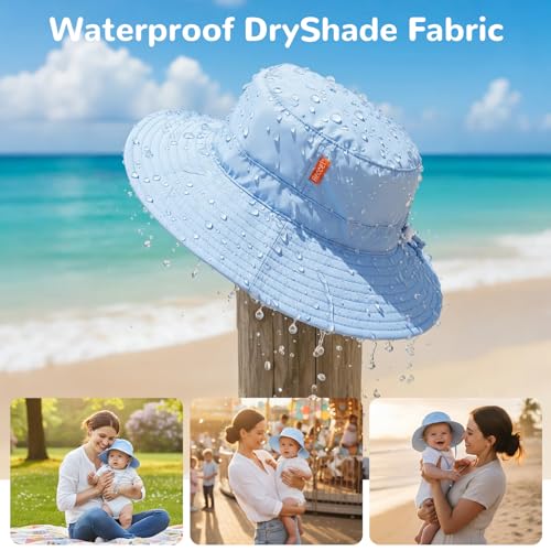 Image of HECCEI Toddler Baby Sun Hat, UPF 50+ Wide Brim Infant Bucket Hats for 0-6Y