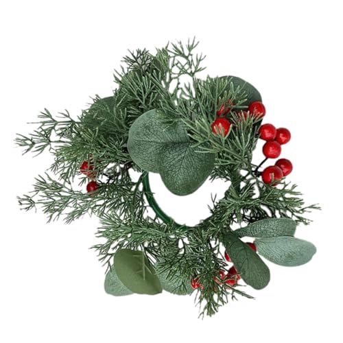 Anneome Candleholder Wreath Christmas Candle Ring Wreath Faux Berry Branch Xmas Hanging Elegant Floral Mix