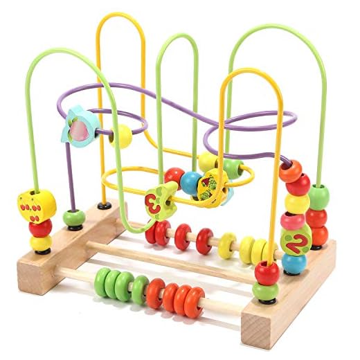 Jacootoys Frutas Laberintos de Abalorios Madera Cuentas Motricidad Fina Abaco Juegos Cube Educativos Juguetes para Niños 3 4 5 Años