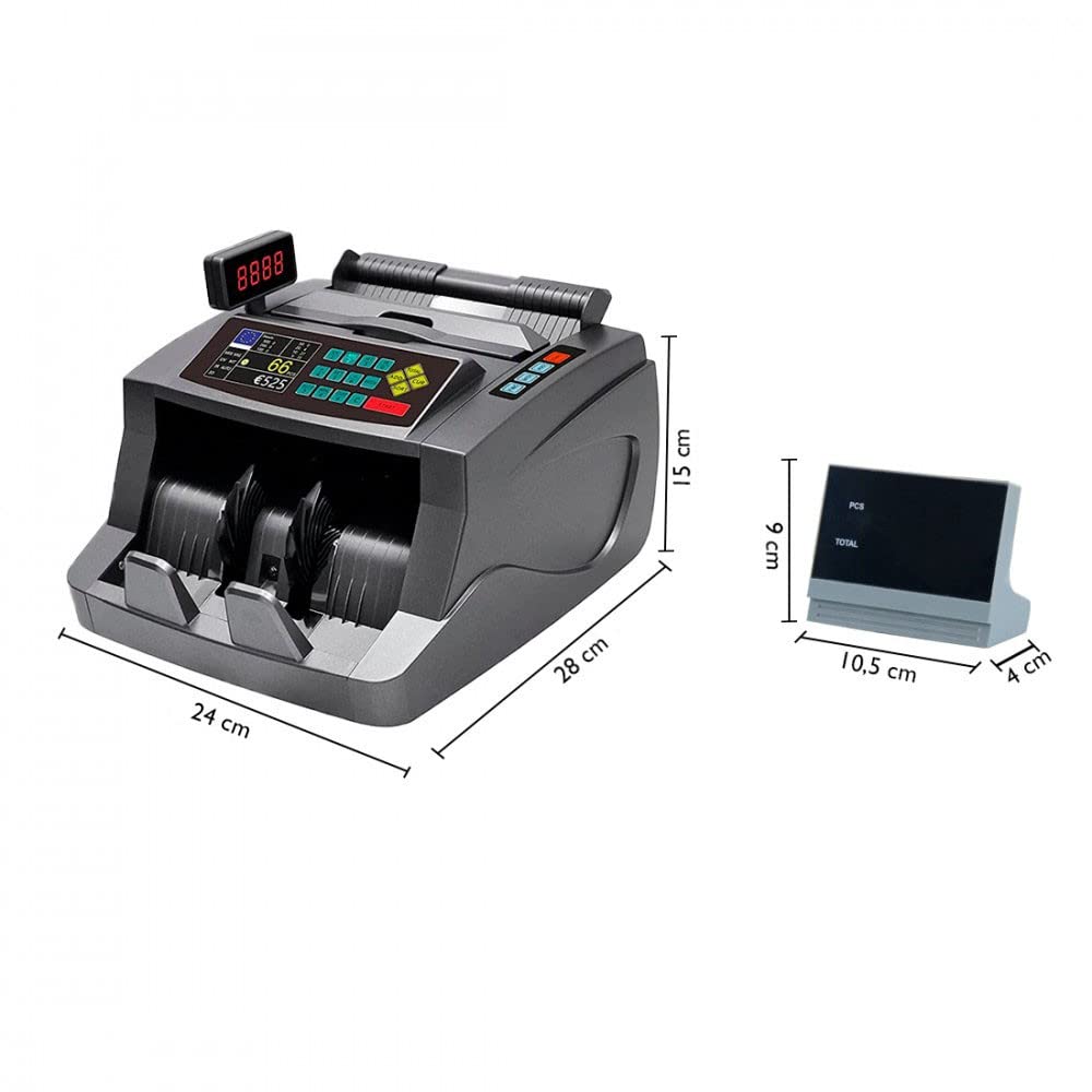 Mediawave Store - Macchina Conta Banconote Automatico, Multi Valuta, Rivelatore di Banconote False, Conteggio da 800 a 1200 Banconote al minuto, Conta Denaro con Display
