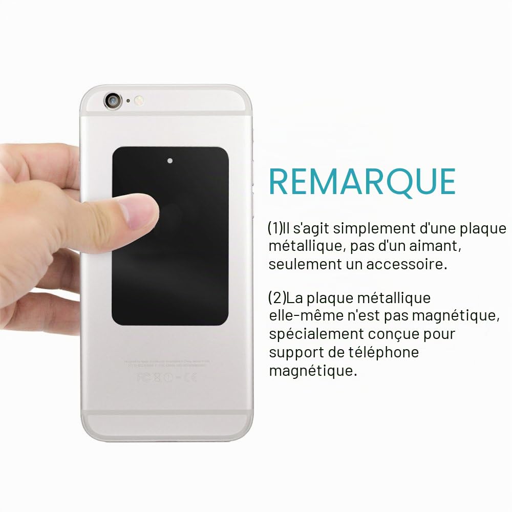 Lot de 4 plaques métalliques Fines pour Support magnétique pour téléphone de Voiture (2 Rondes et 2 rectangulaires)