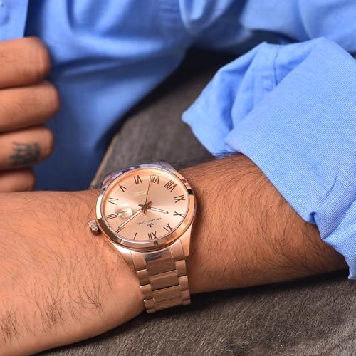 Image of Franklord Regal Sapphire Roman Green Two-Tone Maha Vastu Watch | Luxury Automatic Watch for Men | Sapphire Crystal | Roman Dial | Dual-Tone Stainless Steel | Premium Wrist Watch
