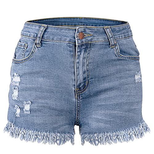 Heekpek Pantaloncini Jeans Donna Strappati Vita