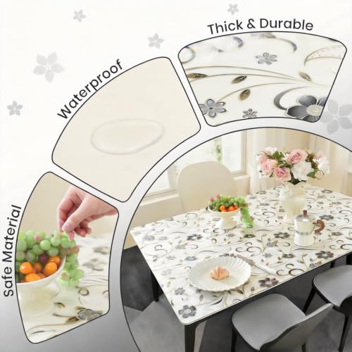 Royhom Tischfolie Transparent mit Blumenmuster,​ 2mm Durchsichtige Tischdecke 100x240 cm… – Ansicht 5