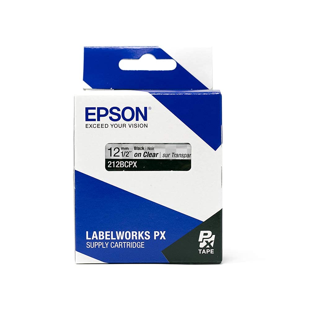 Epson LABELWORKS 212BCPX Genuine PET (Polyester) Tape Cartridge - Black on Clear Standard Industrial Label Maker Tape - 1/2" (12MM) Wide, 30 ft - Image 6