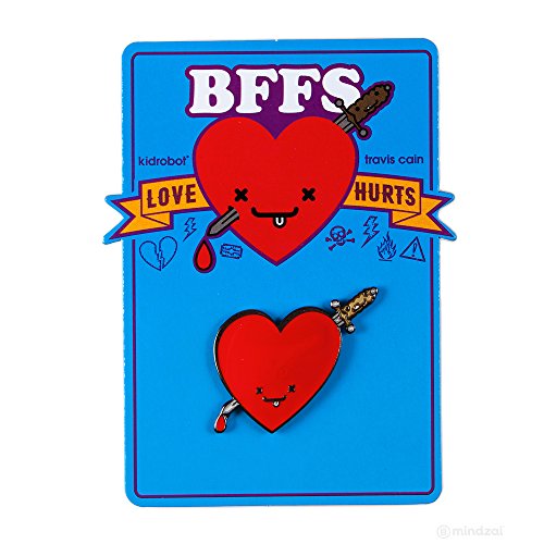 BFFS Jimmy and Ice Enamel Heart and Sword Pin by Kidrobot x Travis
