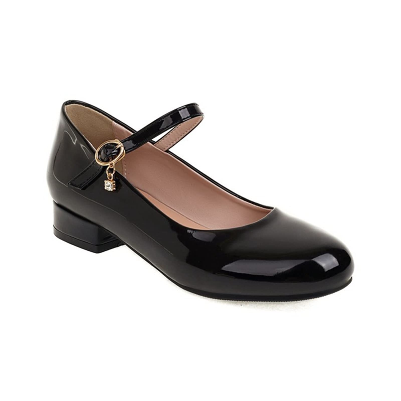 Lrfvadw Unisex Schwarz Shoes Women Women Flat Soled Single Shoes Low Top Round Toe College Heels(,12)