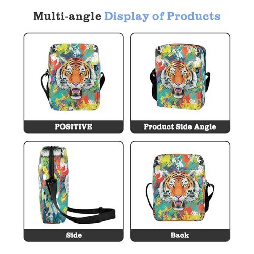 Crossbody Bag Face Tiger Animal Messenger Bag for Women Men Purse Shoulder Bag Satchel Bag with Adjustable Strap 214C16054