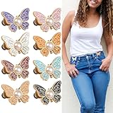 8 Stück Schmetterlingsschnalle,Schmetterlingsform Hose Enger Machen Clip,Knöpfe Ohne Nähen Hosenknopf zum Enger Machen,Verstellbare Abnehmbare Hosenverkleinerung Schmetterling für Frauen und Mädchen