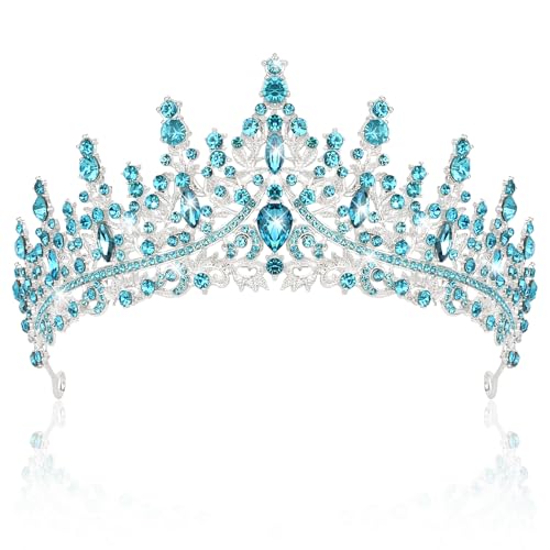 CIEHER Blue Crown Tiara Ice Queen Princess Crowns for Frozen Birthday Prom Party Halloween Costume