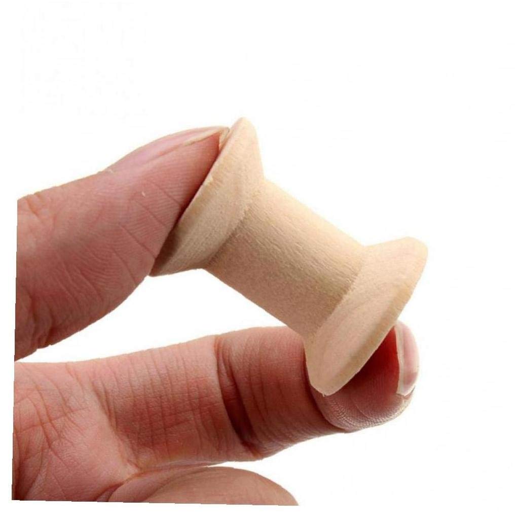 Pinicecore 10Pcs Empty Thread Spools Wooden Cylinder Needlework Bobbins Reels Organizer For Ribbon Sewing Tools