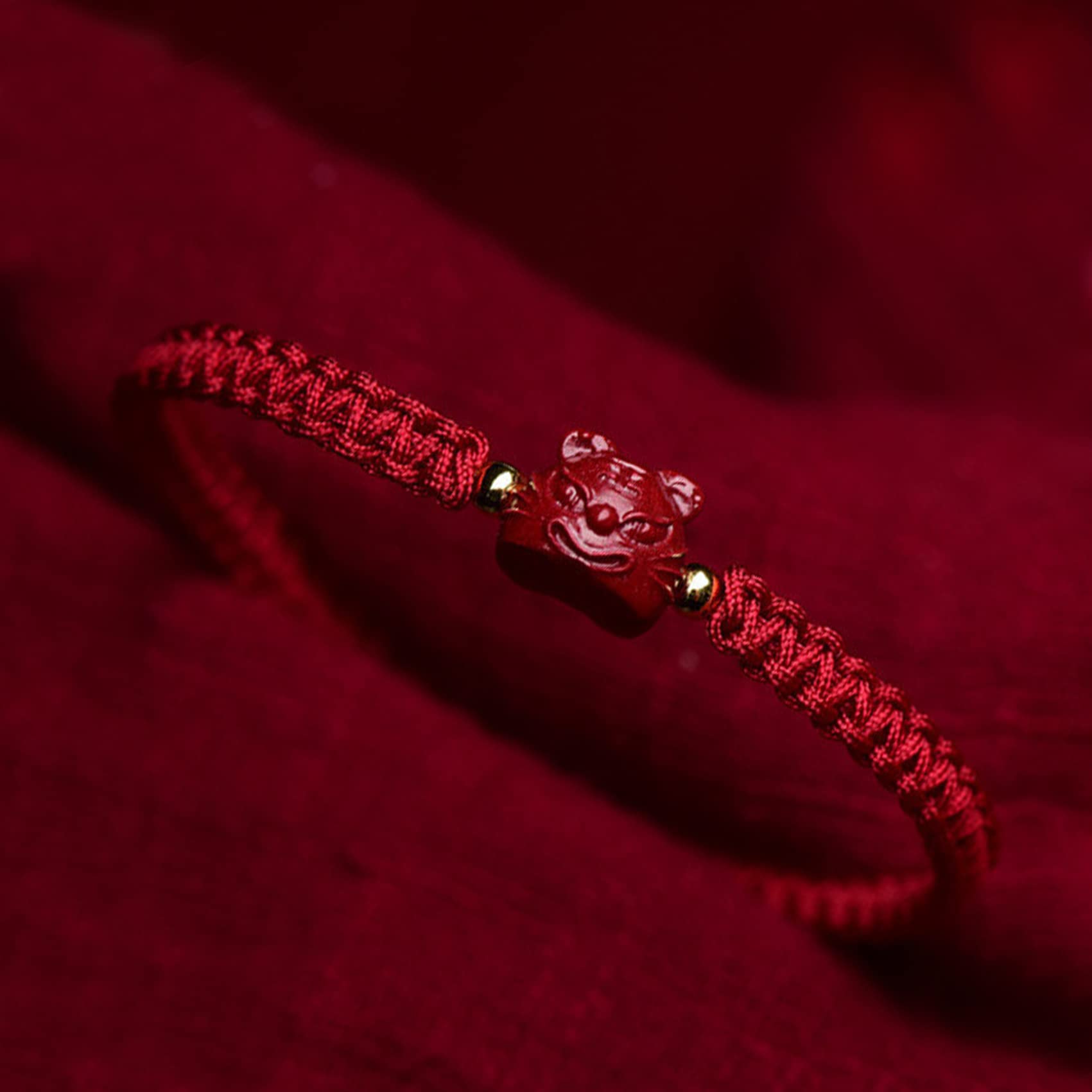 Pulsera de Cristal, 2 Pulseras de Hilo Rojo con talismán cinabrio, Pulsera roja for protección Ajustable