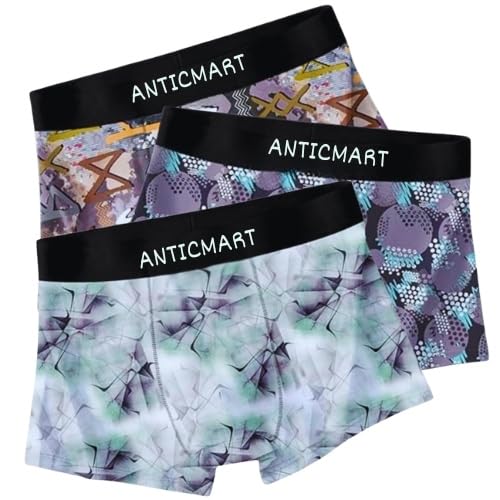 Men’s Printed Boxer Briefs Pack of 3 | Soft Stretch Breathable Trunks Underwear for Men | Multicolor Designer Innerwear for Man-picture-32