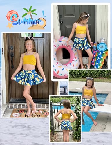 Image of Arshiner Girls 3 Piece Swimsuit for Teen Girl Tankini Swimsuits Bathing Suit Beach Bikini Swimwear with Skirt