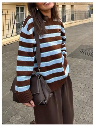 Image of MakeMeChic Women's Striped Sweaters Halloween Vintage Grandpa Sweaters