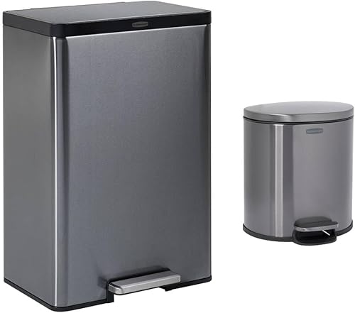Paquete de basura Rubbermaid 12G Step-On con papelera Rubbermaid 1.6G semicircular