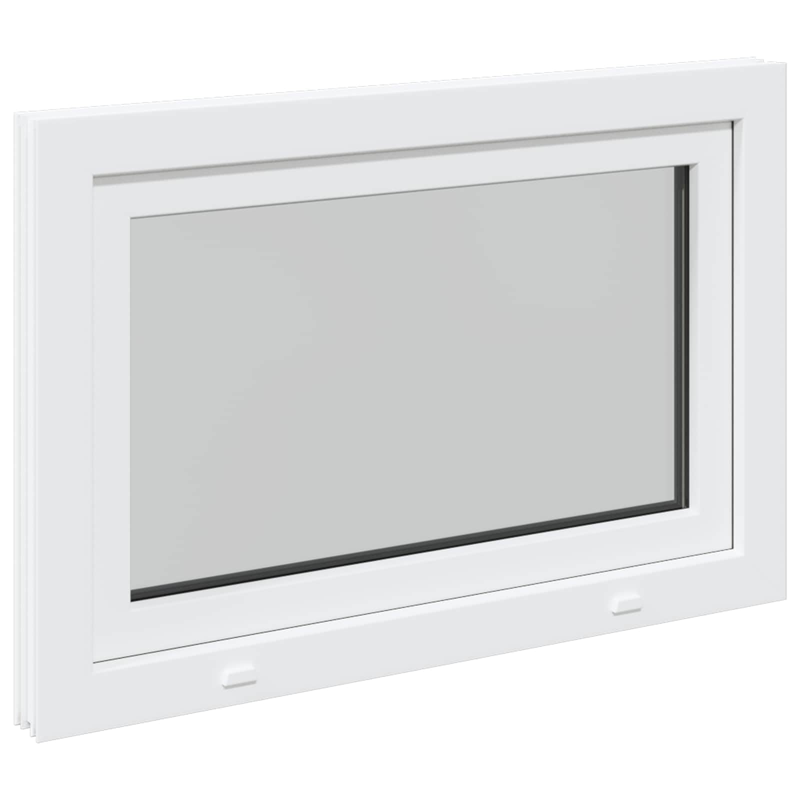 Risor - Finestra per cantina, 90 x 50 cm, in PVC e vetro bianco, inclinabile e girevole, con protezione termica, isolamento acustico, vetro isolante, telaio in plastica, ideale per nuove