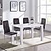 GOLDFAN Zestaw stołów i krzeseł o wysokim połysku, 4 prostokątne stół kuchenny i aksamitne krzesła, jadalnia, biuro, salon, biały, 120 cm