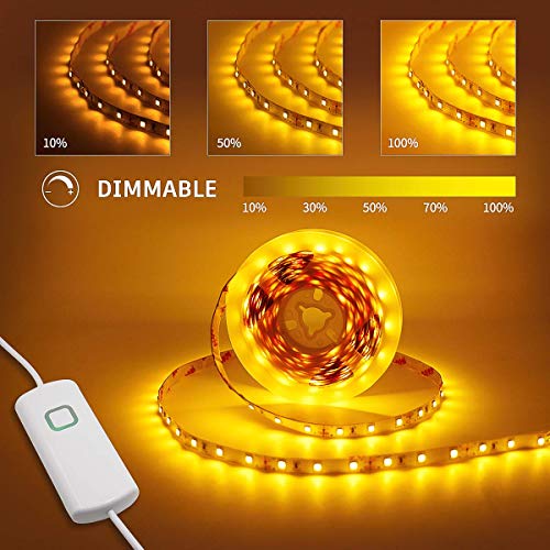 Tira LED amarilla regulable con kit completo y conectores miniatura 3