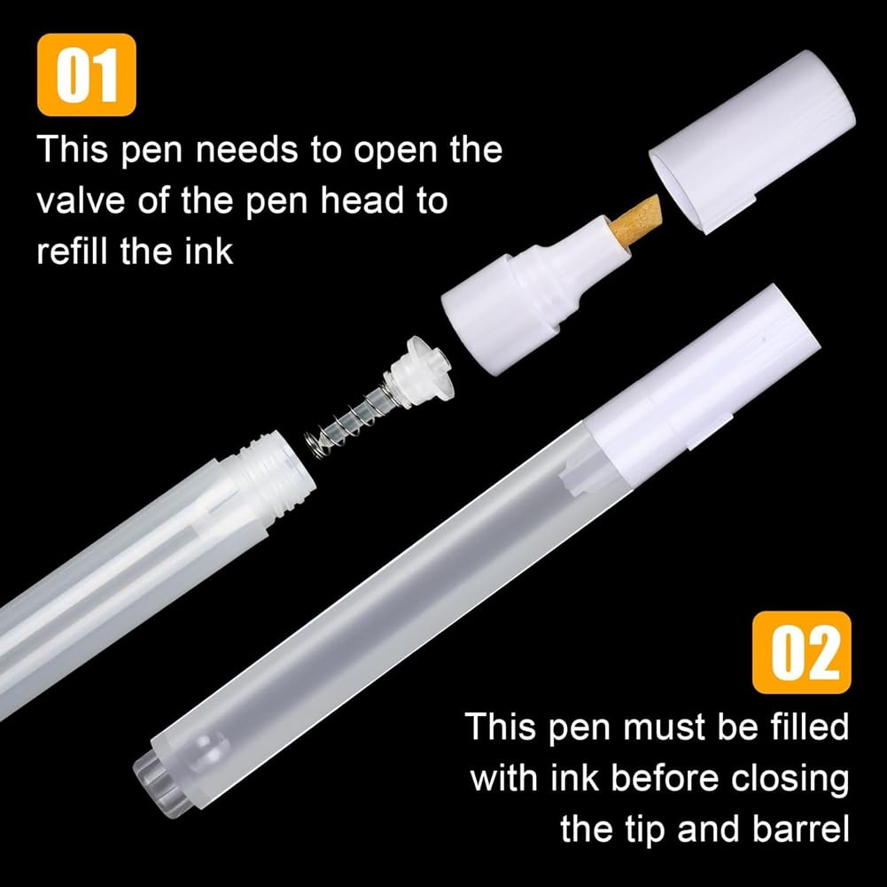 Nachfüllbare Acrylfarbenmarker 6 mm - 50 Stück Leere Malstifte mit 3 Ml Pipette für Tintenhandwerk A
