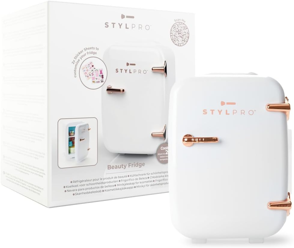 STYLPRO Mini Beauty Fridge 4L – Portable Skincare for Makeup, Cosmetics & Serums – Small Fridge & Cooler Warmer, Rose Gold for Bedroom, Eye Creams & Face Masks