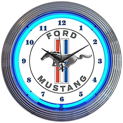 Ford Mustang Bleu néon Horloge