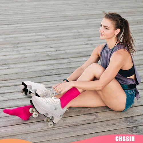 Image of Roller Skates for Women /Girls, Retractable Kick Roller Shoes with Wheels for Men, Outdoor Quad Wheel Rink Skates Adjustable Deformation Sneakers for Adult /Boys