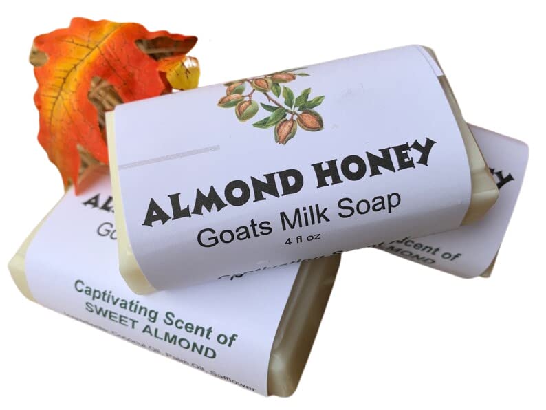 Heavenly Hollow Jabón de leche de cabra con miel de almendra jabón de baño hidratante hecho a mano (4 oz)