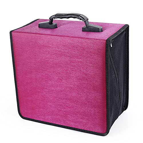 Bivisen CD Case, 400 Capacity DVD Case CD Wallets Protective CD Storage Organizer Holder Booklet Album Box Binder (Rose)